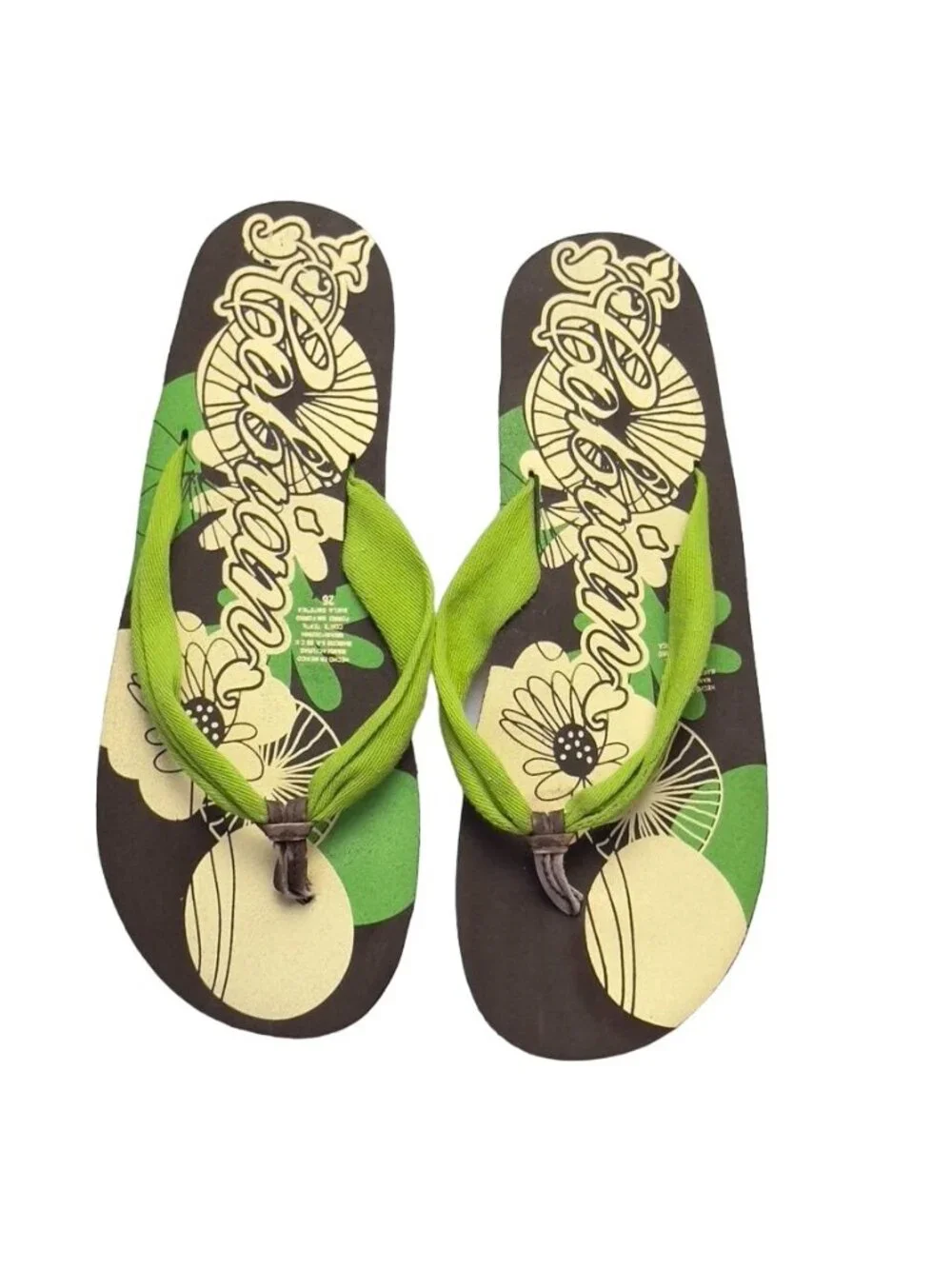 Women's Shoes COBIAN Flat Rubber Thongs Hawaiian Motif  Size 9 Hawaiian leisure